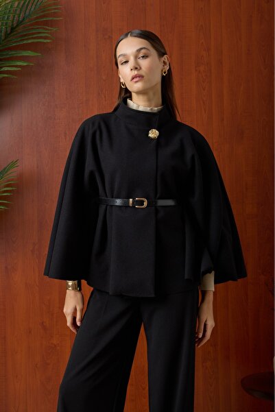 MODA MAÇKA PARK Kaşe Belt Poncho Cap