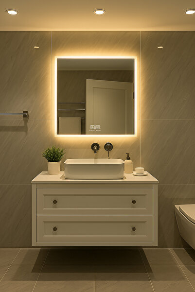 Digital Buğu Çözücü Dokunmatik Işıklı Kare Banyo Aynası (60-80cm)