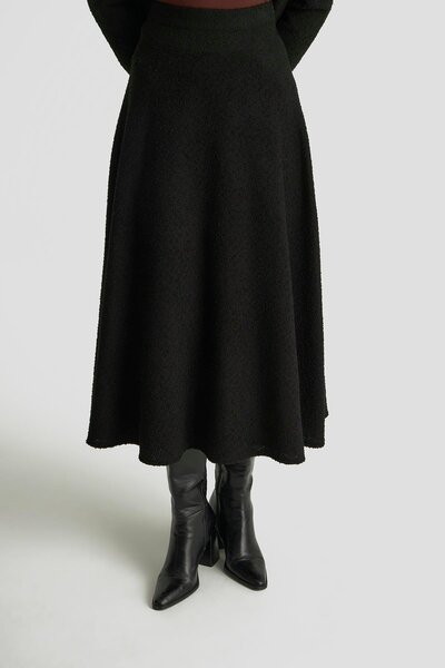 Armine TREND Bomber Jacket Zippered Lined Tweed Skirt Two-Piece Set Black 25Kt627