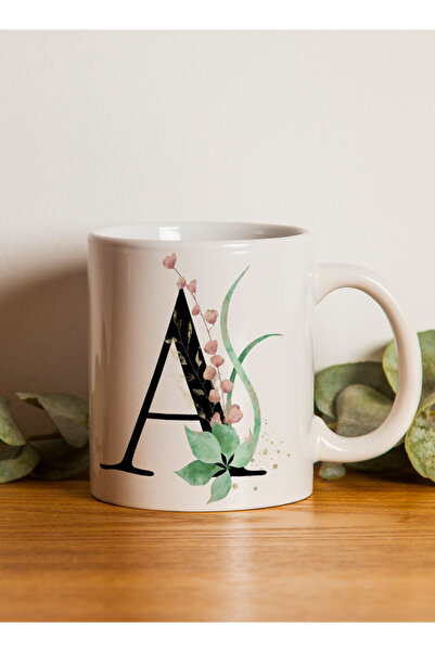 LOWHA 11 oz Ceramic Mug with Letter A Design on Both Sides
