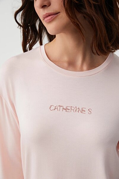 Catherine's Catherines Circular Neck Long Sleeve Soft Textured Fabric Women's Pajama Set