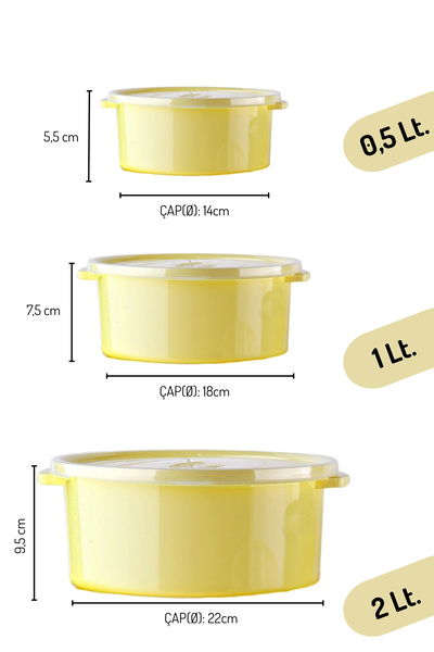 Ginza Maison Set of 12 Food Cans (4X500 ml, 4X1000 ml, 4X2000 ml), Yellow, Lid with air release device