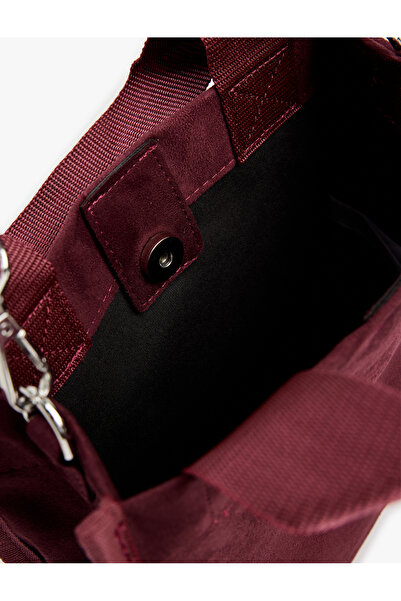 Koton Faux Suede Tote Bag with Handle Strap and Magnetic Closure