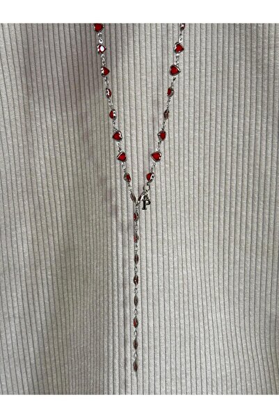 bijoux uniques Red Heart P Letter Women's Y Necklace