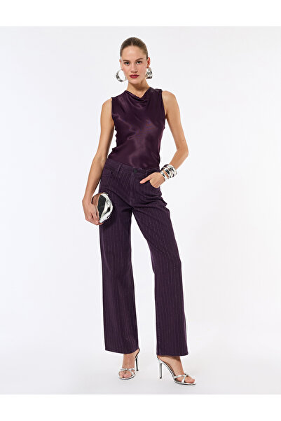 Koton Σατέν μπλούζα χωρίς μανίκια με λαιμόκοψη