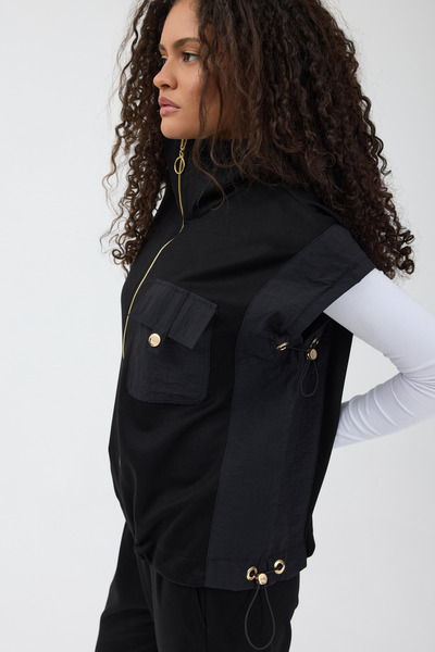 zitex Gold Zipper Pocket Detailed Modal Fabric Vest Pants Set