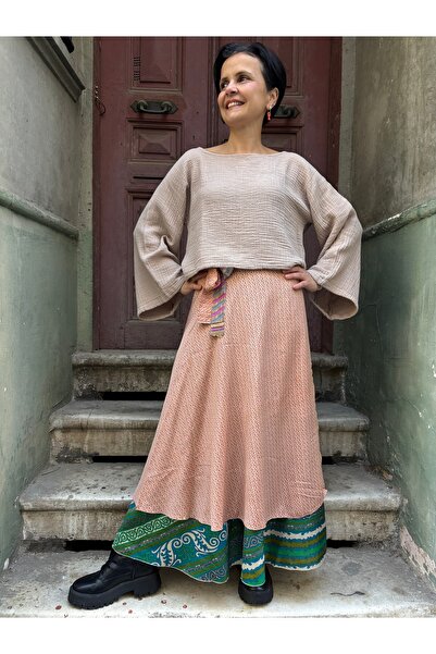 Bohoyasam Çift Taraflı İpek Etek, Nepal İpek Etek, Bağlamalı Etek, Uzun Etek,...