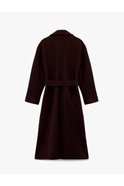 Koton Belted Coat with Double-Breasted Pockets and Long Sleeves