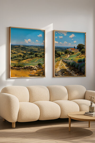 STARYUNA Wooden Framed Tuscany View Double Painting Set Yuna442