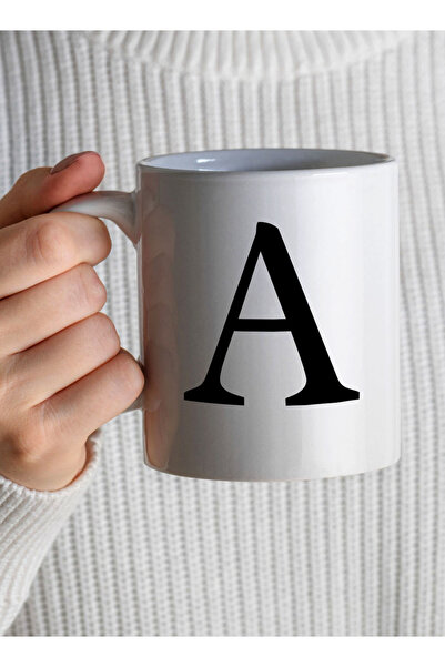LOWHA 11 oz Ceramic Mug with Letter A Design on Both Sides