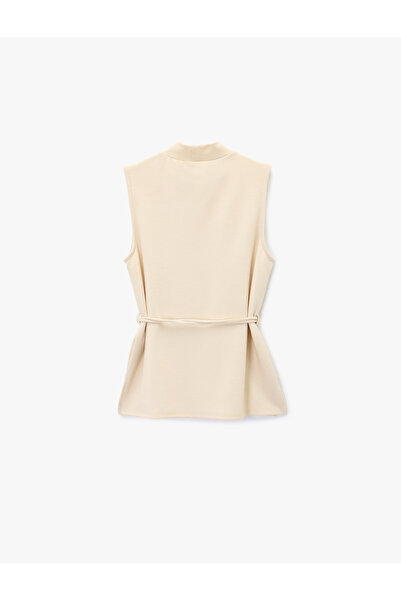 Koton Mock Neck Sleeveless Belted Blouse