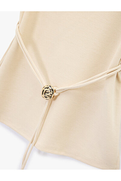 Koton Mock Neck Sleeveless Belted Blouse