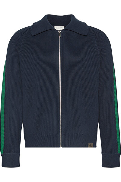 Calvin Klein LS RACING STRIPE FZ SWEATER 9GG Mavi Erkek Sweatshirt