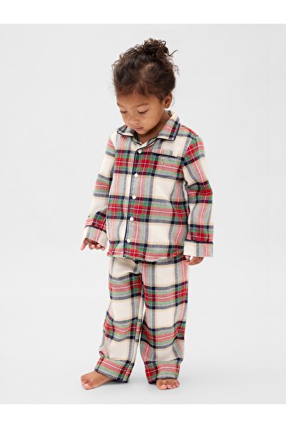 GAP Bebek Krem Geri Dönüştürülmüş Flannel Pijama Takımı