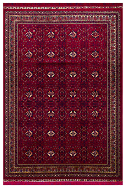 Eko Halı Sateen Afghan SFG03 Red Afgan Desenlerine Sahip Hav Vermez Yıkanabil...