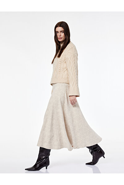 Koton X Şahika Ercümen - Textured Asymmetrical Midi Skirt