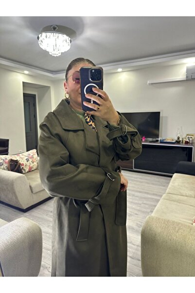 MUJUMMBUTİK HAKİ TRENÇ MODEL SÜET KABAN