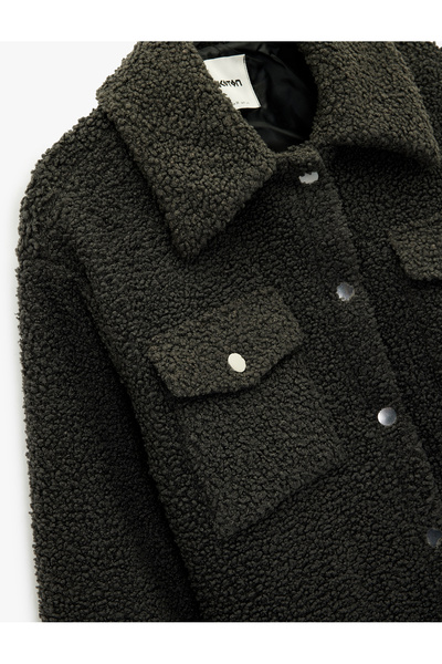 Koton Μακρυμάνικο βελούδινο μπουφάν με κουμπιά και λεπτομέρεια τσέπης