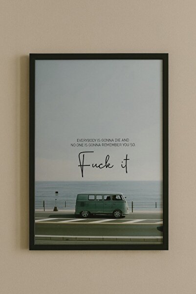 BuzzDesigns Minimal Retro Van & Sözlü Poster Tasarımı (Çerçeveli)