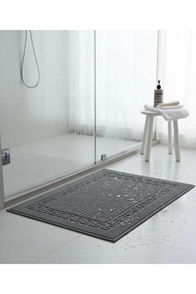 Saf By Arams Cotton 2PCS Bath Mats (50x75cm), Classic Greek Key Pattern, Highly Absorbent and Quick Dry, 750 GSM