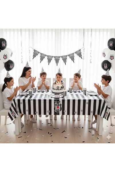 partylady Black and White Fan Themed Party Set (Service for 8 People + Decora...