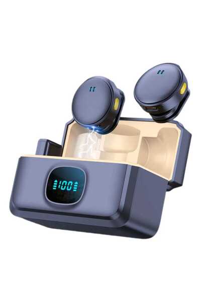 Generic Wireless lavalier microphone compatible with Type-C devices, featuring noise reduction, with charging case - Black