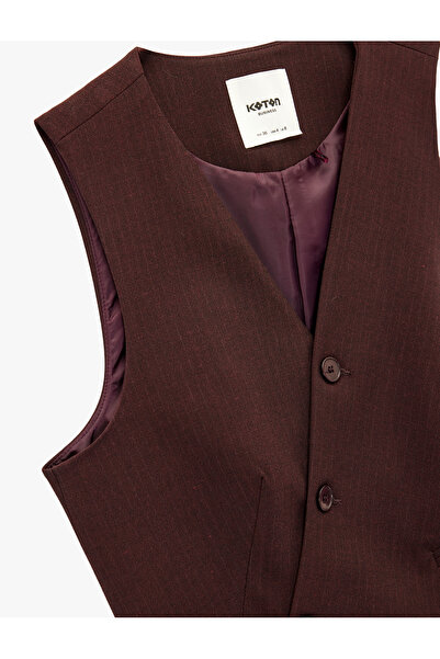 Koton Sleeveless Buttoned Asymmetrical Double-Breasted Neckline Vest