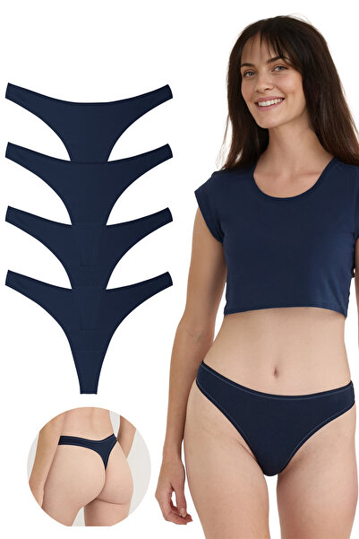 Yohannes Club Βαμβακερά εσώρουχα Basic Thong, Πακέτο 4 τεμαχίων, Chiloti, 4 τεμαχίων σε μπλε ναυτικό, καθημερινή χρήση