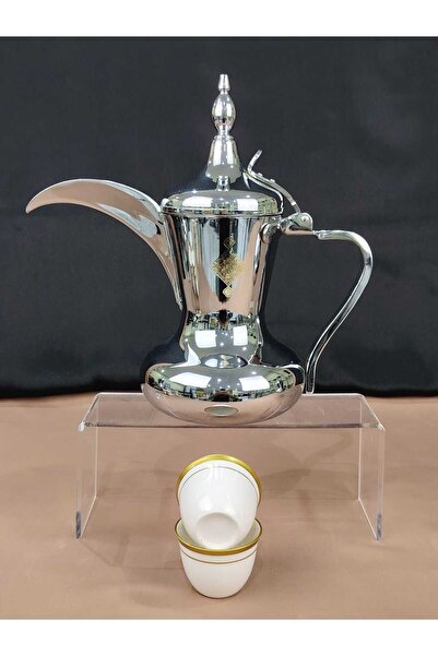 AR Al Saif Steel Coffee Pot Set (3 pieces) + 12 Gold Porcelain Coffee Cups