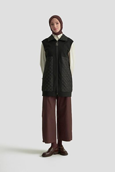 Armine TREND Γιλέκο με φερμουάρ με ανάγλυφο σχέδιο Garni Μαύρο 25KT540