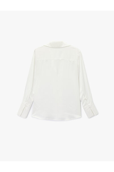 Koton Classic Collar Long Sleeve Shirt with Buttoned Bowl Collar