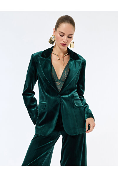 Koton Βελούδινο μπλέιζερ με μακριά μανίκια και τσέπες με κουμπιά