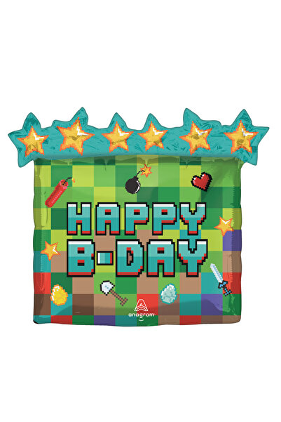 Anagram Balon folie Minecraft HAPPY B-DAY 63x58 cm