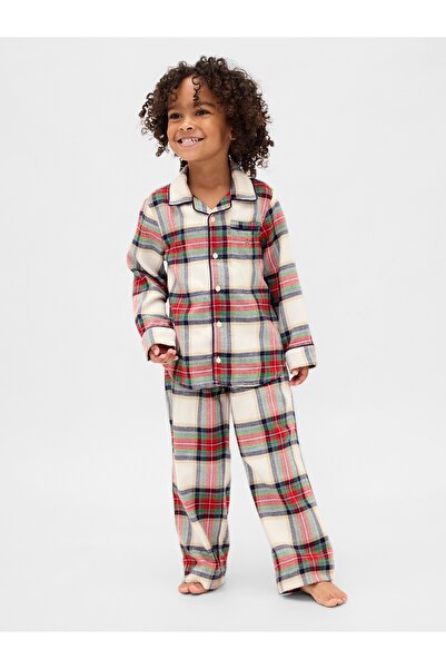 GAP Bebek Krem Geri Dönüştürülmüş Flannel Pijama Takımı
