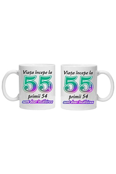 CRD PRINT Personalized Mug "Life Begins at" 55 Years, CRD PRINT, 330ml