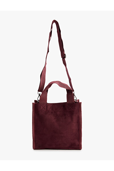 Koton Faux Suede Tote Bag with Handle Strap and Magnetic Closure