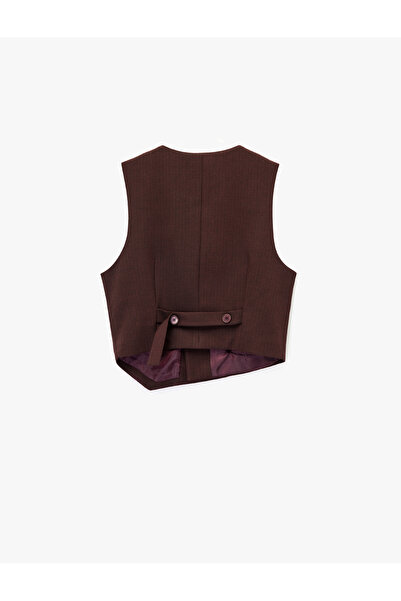 Koton Sleeveless Buttoned Asymmetrical Double-Breasted Neckline Vest