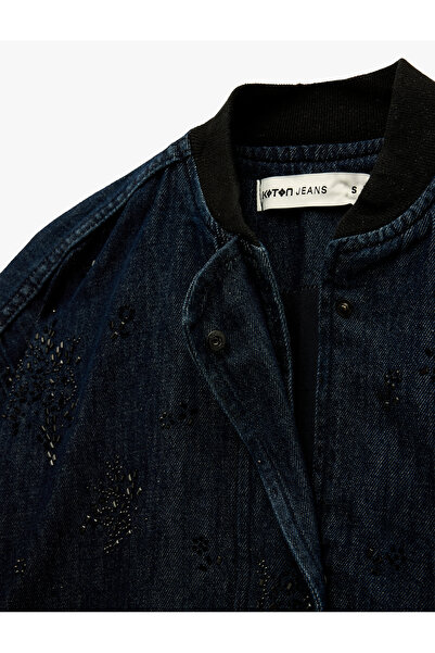 Koton Дънки с дълги ръкави, копчета и камъни, с висока яка