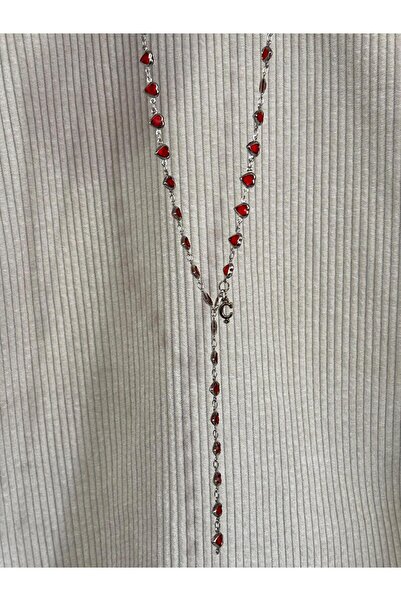 bijoux uniques Kırmızı kalpli Ç harfli kadın y kolye