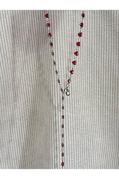 bijoux uniques Kırmızı kalpli C harfli kadın y kolye