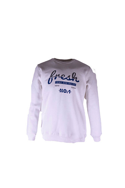 trender 0 Collar 3 Thread Ecru Men's Sweatshirt Fresh Print