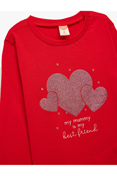 Koton Cotton Printed Long Sleeve Crew Neck T-Shirt