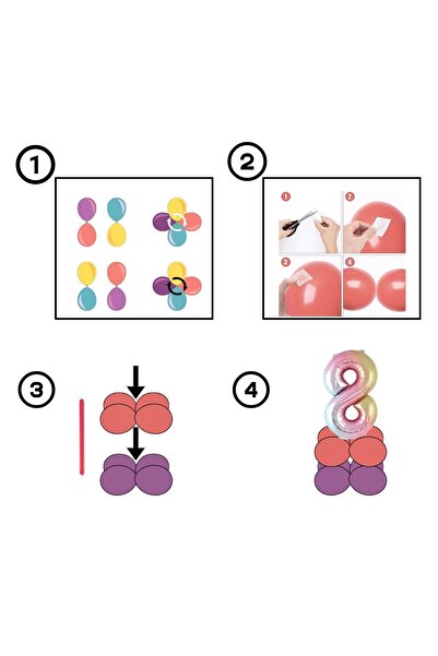 PARTİAVM Kuromi 10Th Birthday Balloon Set Sanrio Character Black Number Pink Purple Pastel Installation with Video