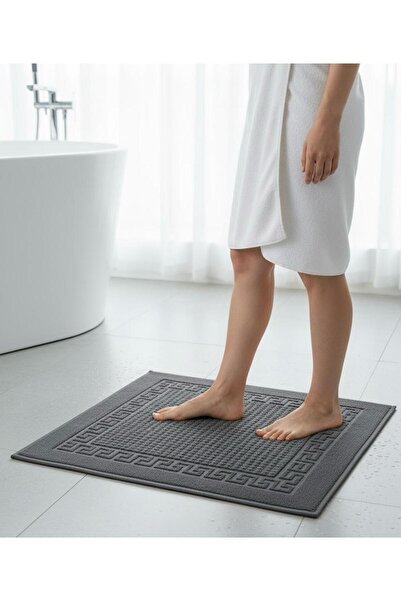 Saf By Arams Cotton 2PCS Bath Mats (50x75cm), Classic Greek Key Pattern, Highly Absorbent and Quick Dry, 750 GSM