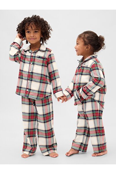 GAP Bebek Krem Geri Dönüştürülmüş Flannel Pijama Takımı