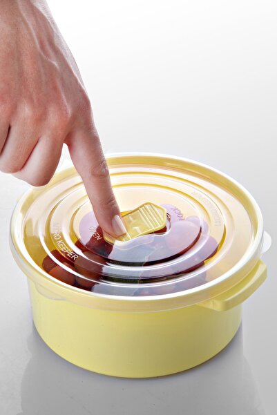 Ginza Maison Set of 12 Food Cans (4X500 ml, 4X1000 ml, 4X2000 ml), Yellow, Lid with air release device