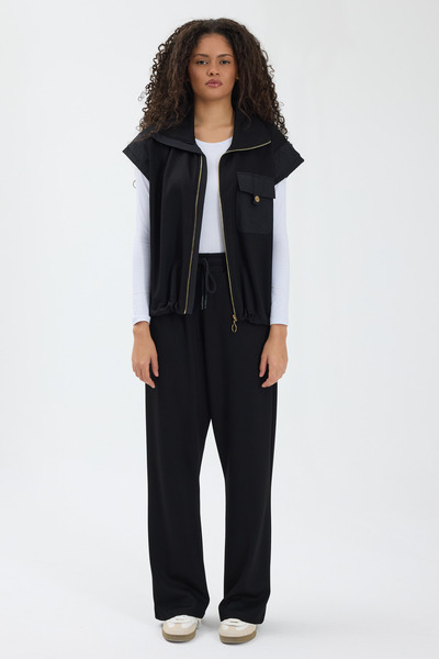 zitex Gold Zipper Pocket Detailed Modal Fabric Vest Pants Set