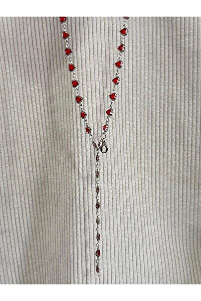 bijoux uniques Kırmızı kalpli O harfli kadın y kolye