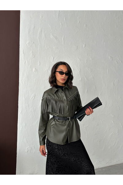 Lady Pixie Droplu Tasseled Faux Leather Shirt