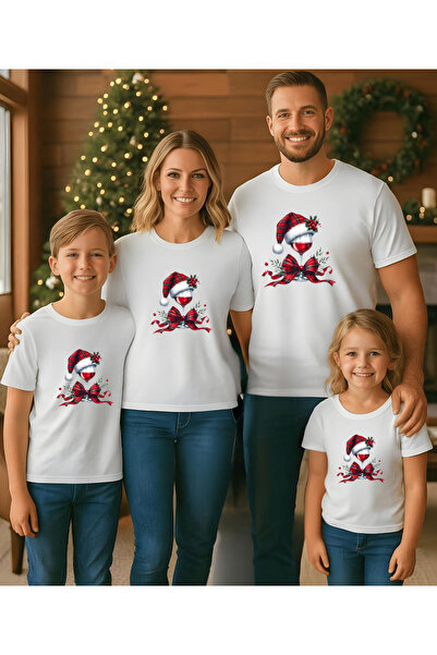 ASELİNDA New Year's Cocktail Printed , Crew Neck, Short Sleeve Combination T-Shirt (Add Items to Make a Combination)